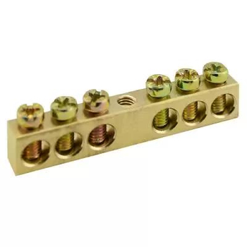 Шина PEN TS-0609C 6х9 6 отверстий крепление по центру Энергия - Электрика, НВА - Щитки и аксессуары для монтажа - Шины нулевые - . Магазин оборудования для автономного и резервного электропитания Ekosolar.ru в Саратове